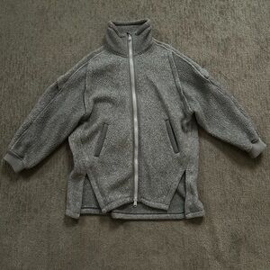 Free People Gray Zip-Up Fleece Jacket